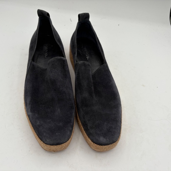 Vince Navy Blue Suede Platform Loafers Women's Size 8 Espadrille Slip On Casual - Picture 2 of 11